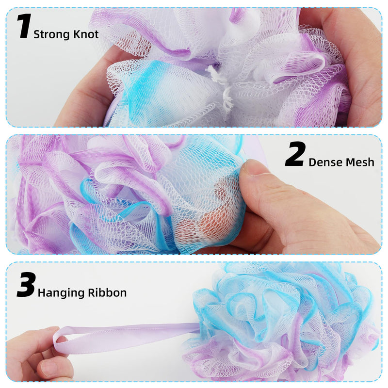 [Australia] - Chuya Bath Sponges Loofahs 70 Grams Large Size，4 pack Shower Sponge Exfoliating Cleaning Bath Loofa Body Scrubber Balls for Women Men Children Washing Mixed Color 1 Count (Pack of 4) 
