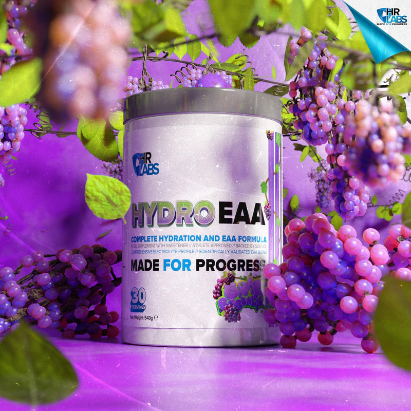 HydroEAA, Complete Hydration & EAA Essential Amino Acid Formula, with Comprehensive Electrolytes Profile, 540g, 30 Servings, 4 Flavours (540g, Grape Bubbalicious)
