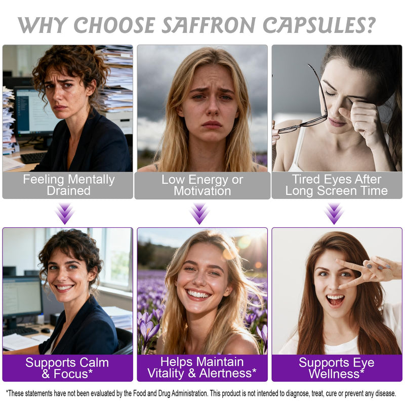 Saffron Extract Capsules – Premium Saffron Supplement – 90 Vegan Capsules – Food Supplement for Everyday Wellbeing