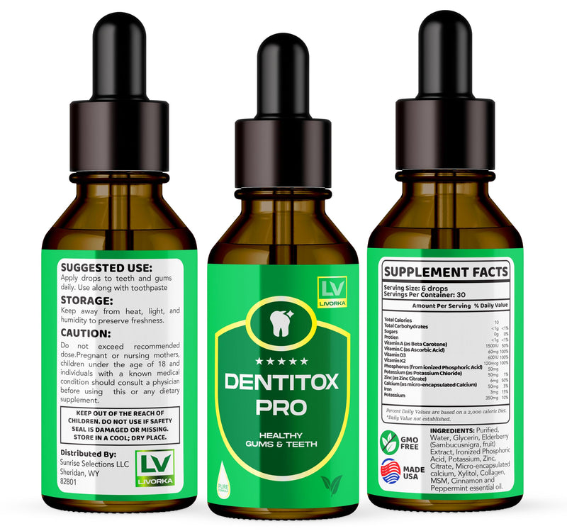 [Australia] - LIVORKA Dentitox Pro Drops for Healthy Teeth, Gums - Pack of 3 Bottles (90 Day Supply) 
