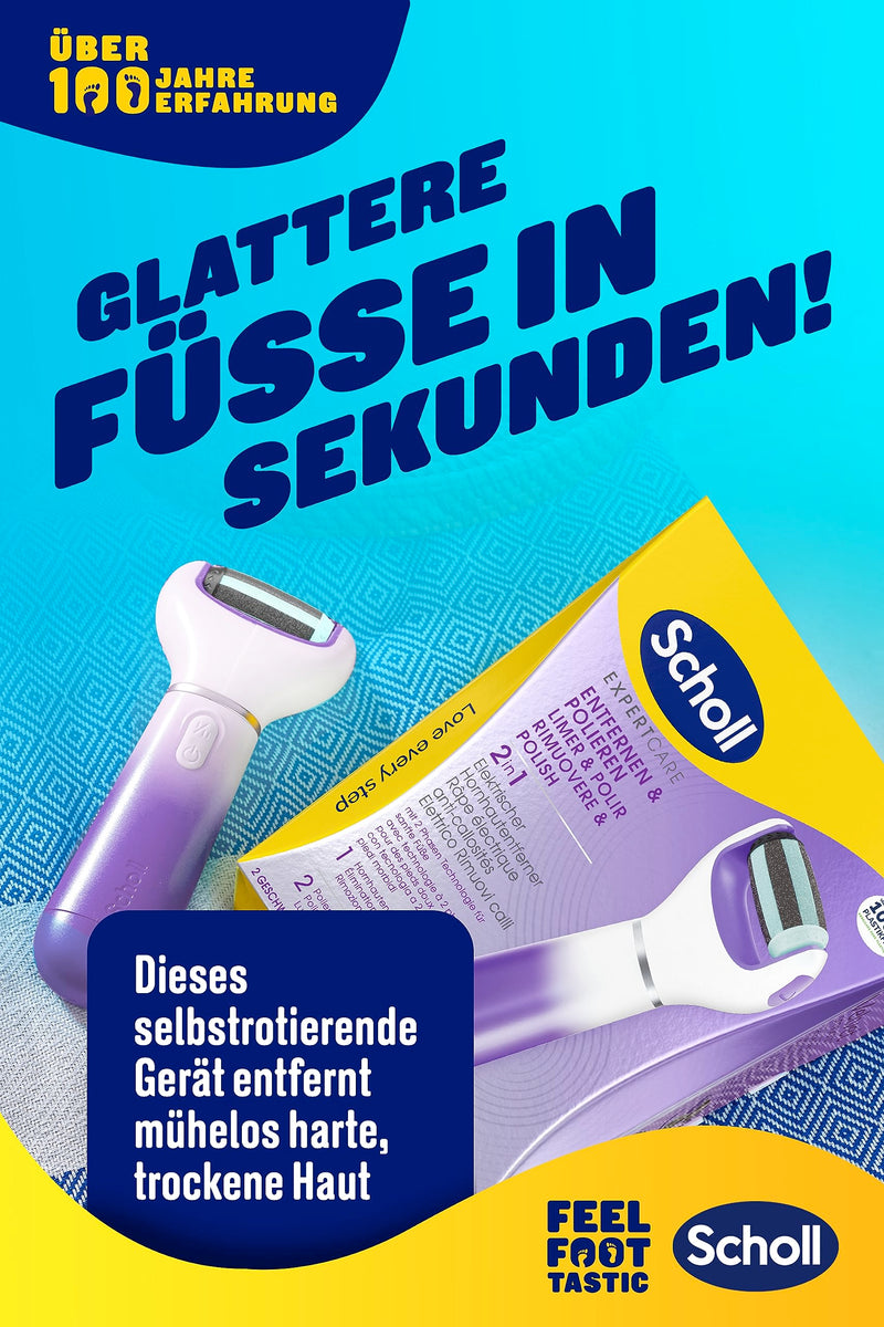 [Australia] - Scholl Expert Care 2-in-1 File & Smooth electric callus remover, callus removal for silky soft feet, electric purple 