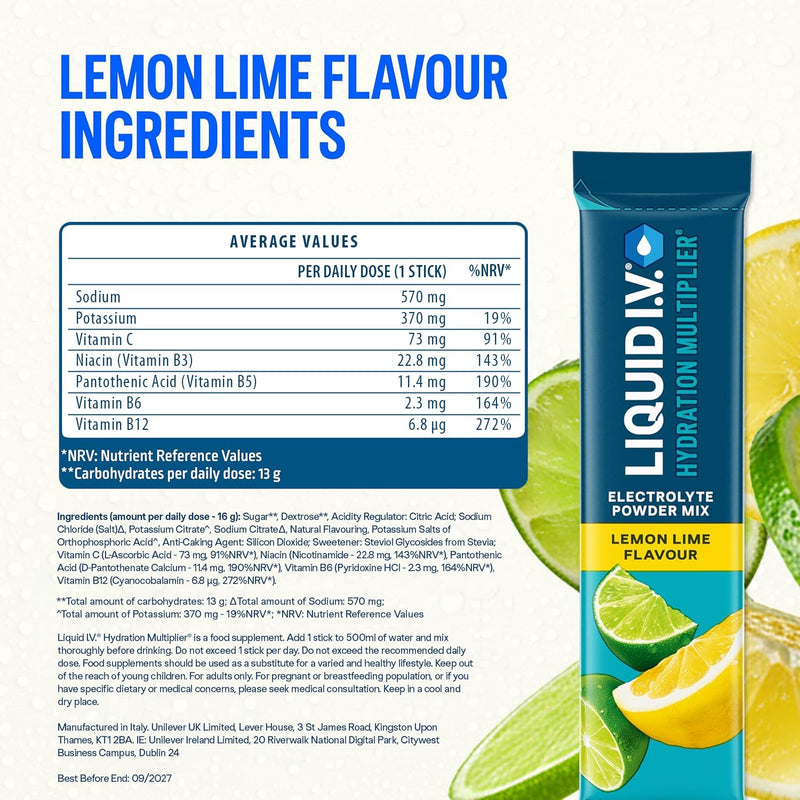 Liquid I.V. Electrolyte Powder Pack, Lemon Lime Hydration Multiplier & Sugar Free Mango Pineapple, Electrolytes with 7 Vitamins & Minerals for Fast Hydration & Energy, Vegan & Gluten Free, 12 Sachets