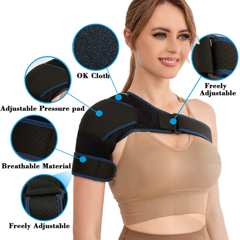 [Australia] - Shoulder Brace - Support and Compression Sleeve,Rotator Cuff Shoulder Brace for Men&Women,for AC Joint Pain Relief,Arm Stability,Injuries&Tears,Bursitis,Swelling,Tendonitis(Large) L 