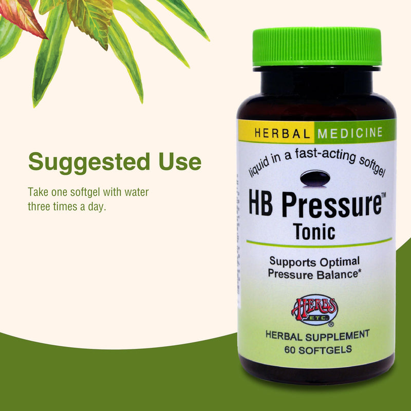 [Australia] - Herbs Etc. HB Pressure Tonic - Healthy Blood Circulation Support Supplement - Aid Cardiovascular Health - Herbal Supplement for Natural Energy Support - Gluten-Free - 60 Softgels (60 Servings) 
