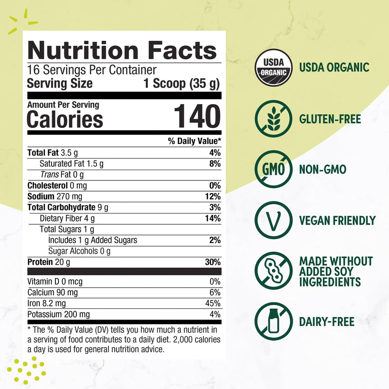 [Australia] - Purely Inspired Plant-Based Protein Powder for Men & Women, Rich Decadent Chocolate (16 Servings) - Vegan & Organic - 20g of Pea Protein Powder for Smoothies & Shakes - Dairy-Free, & Gluten-Free 