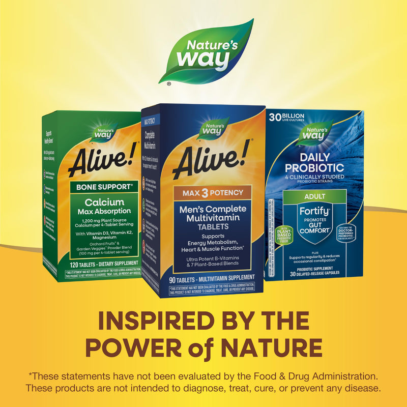 Nature's Way Alive! Men’s Max3 Potency Multivitamins, Supports Energy Metabolism*, Heart & Muscle Function*, with Methylated B12 and Folate, Gluten-Free, 90 Tablets, (Pack of 2) 90 Count (Pack of 2)