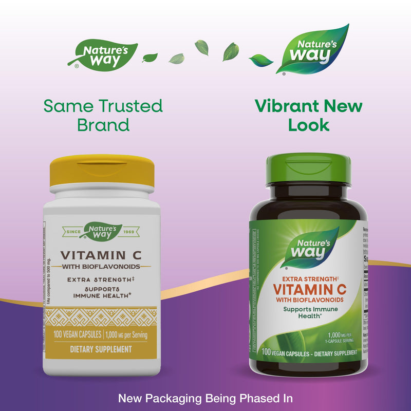 Nature’s Way Vitamin C with Bioflavonoids - Extra Strength - 1 g Vitamin C as Ascorbic Acid - Citrus Bioflavonoids - For Immune Support* - Gluten Free & Dairy Free - 100 Capsules (2 Pack)