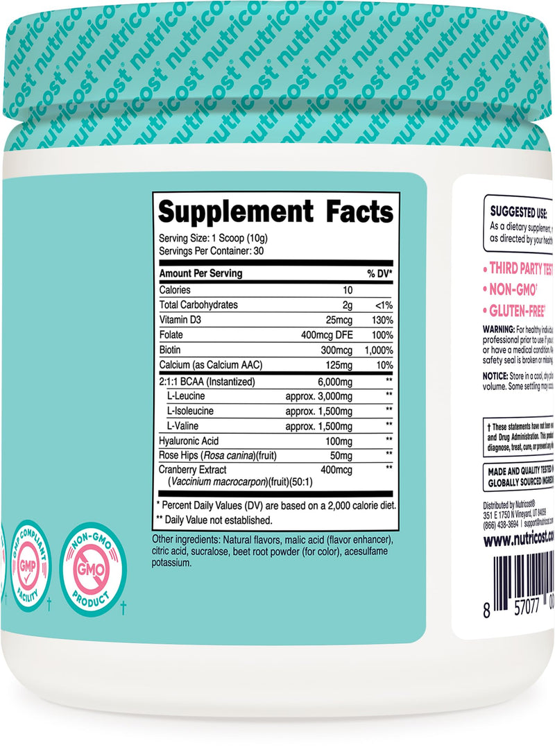 [Australia] - Nutricost BCAA for Women (Watermelon, 30 Servings) - Formulated Specifically for Women - Non-GMO and Gluten-Free Watermelon 30 Servings (Pack of 1) 