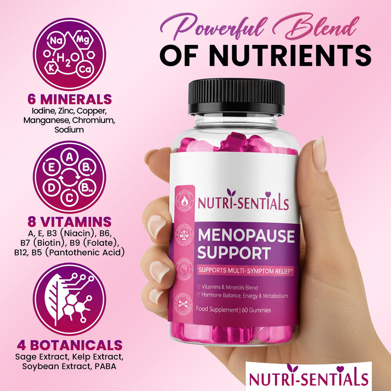 Menopause Gummies for Women- Multi-Symptom Menopause Support with Vitamins & Minerals for Energy, Mood, Stress, & Bone Health- Natural Menopause Supplements Women- 60 Gummies