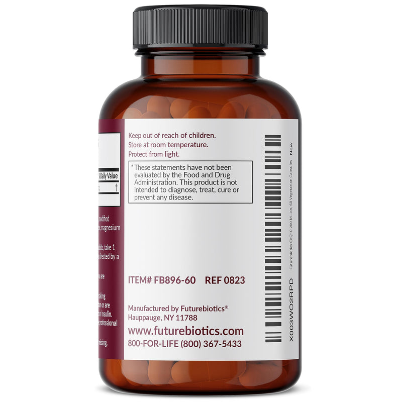 [Australia] - Futurebiotics CoQ10 200 MG Cellular Energy Production, 60 Vegetarian Capsules 60 Count (Pack of 1) 