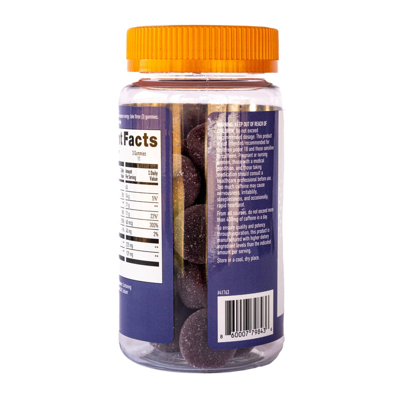 [Australia] - Energy Gummies, 2475mg of Plant-Based Caffeine Chews per Bottle, Long Lasting Energy Boosters, Elderberry (33ct) 