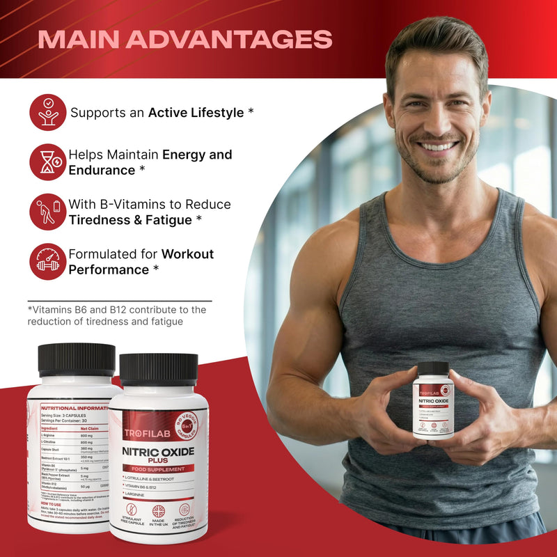 5,900mg Nitric Oxide Plus – Energy, Pump & Endurance - Performance Formula with L-Arginine, L-Citrulline & Beetroot Extract – 90 Capsules - UK Brand