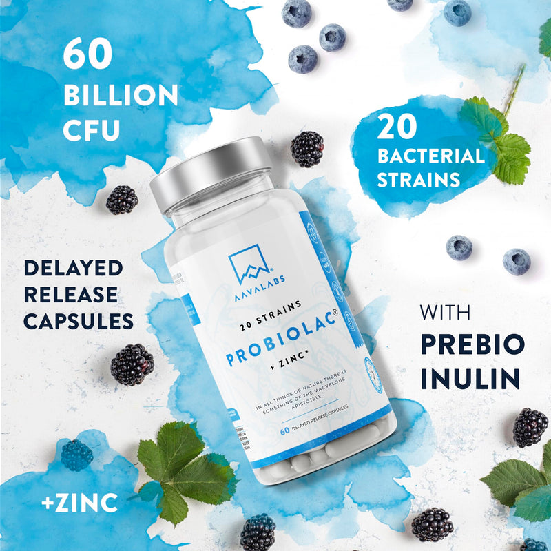 Bio Cultures Complex [ 30-60 Billion CFU ] by Aavalabs - 20 Bacterial Cultures Per Serving - Including Lactobacillus Reuteri, Lactobacillus Gasseri, Lactobacillus Acidophilus - with Zinc and Inulin