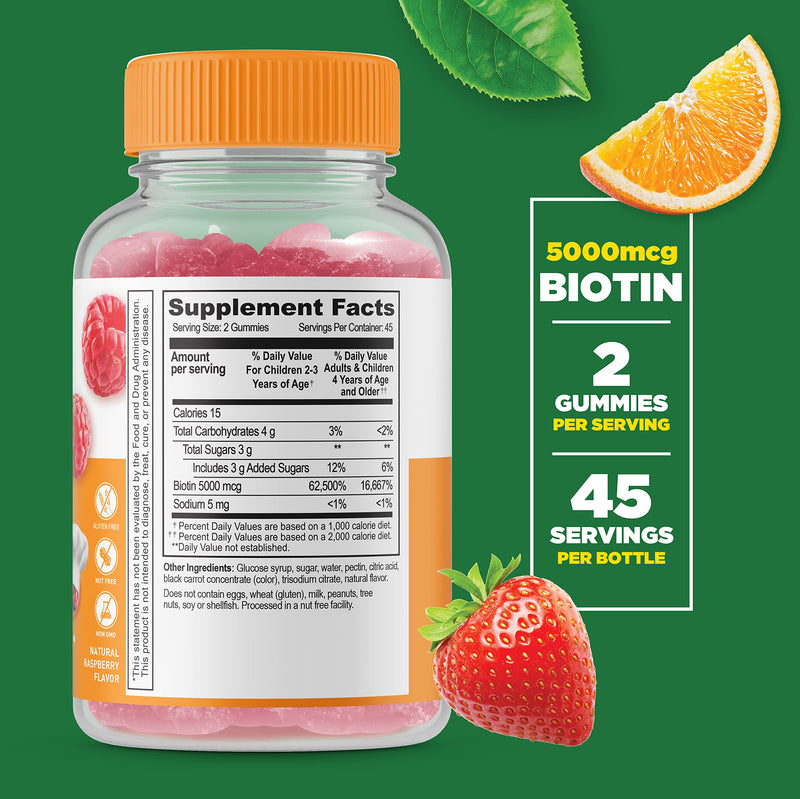 Lifeable Zinc Kids + Biotin Kids, Gummies Bundle - Great Tasting, Vitamin Supplement, Gluten Free, GMO Free, Chewable Gummy