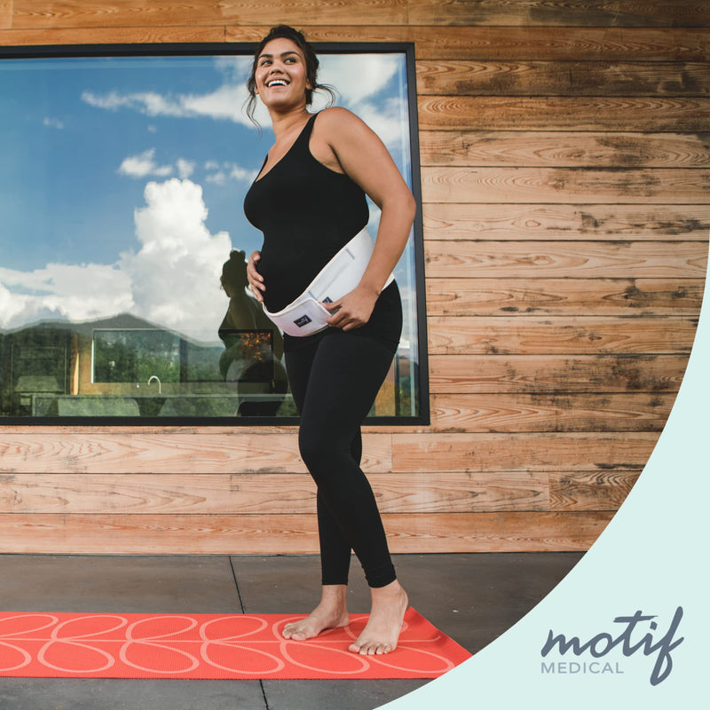 Motif Medical Pregnancy Support Band – Breathable, Adjustable Pregnancy Belly Support Band - Maternity Support Band Relieves Pressure on Abdomen, Lower Back, Hips & Pelvis (Medium, White) Medium