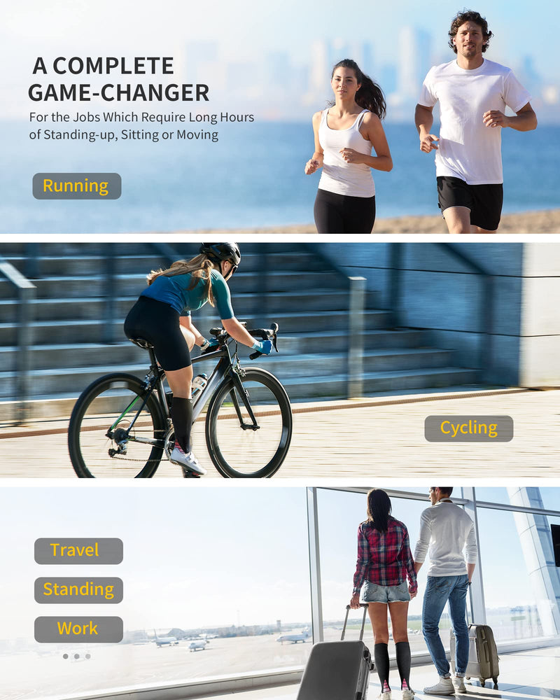 [Australia] - CAMBIVO compression stockings for women and men, 2 pairs, compression socks, support stockings for running, sports, flights, travel, cycling, L-XL, black and pink 
