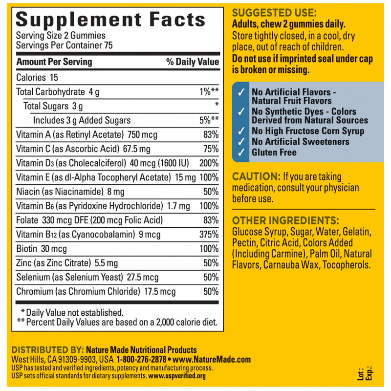 Nature Made Multi for Him, Mens Multivitamins Gummies, Energy Metabolism Support, Multivitamin for Men, 150 Gummy Vitamins and Minerals, 75 Day Supply, (Pack of 2) 150 Count (Pack of 2)