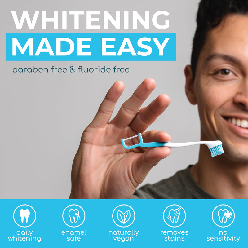 Brushee Disposable Travel Toothbrush, Whitening Prepasted 4-in-1, 36-Pack | Built-In Paste, Brush, Floss & Pick; Removes Stains, Soft Bristles; Great for Braces & Aligners; Choking Hazard Under 3 36 Count (Pack of 1)