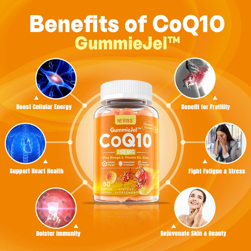 NEVISS Sugar-Free CoQ10-250mg / 500mg Filled Gummies +Sugar Free Probiotics Gummies