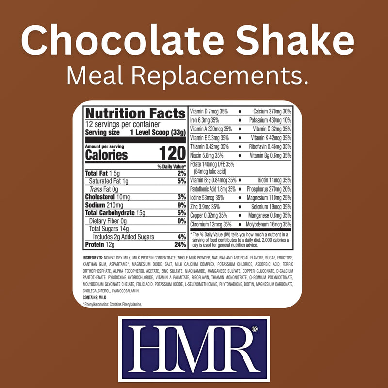 HMR 120 Vanilla & Chocolate Shake Meal Replacement Powder | Low Calorie Nutritional Drink Mix for Weight Loss | 12g Protein per Serving | 12 Servings Each | Healthy Meal Replacement Shakes