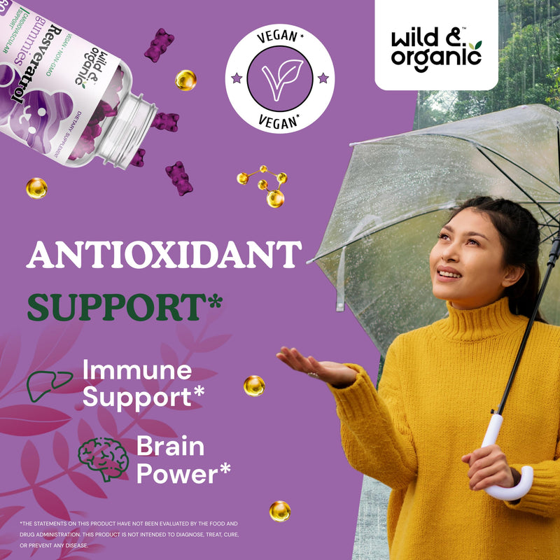 [Australia] - Resveratrol Gummies - Trans Resveratrol 1000mg Organic - Vegan Trans Resveratrol Supplement for Immune Support - Brain Health Support w/Resveratrol Organic - 60 Non-GMO Antioxidant Gummies 