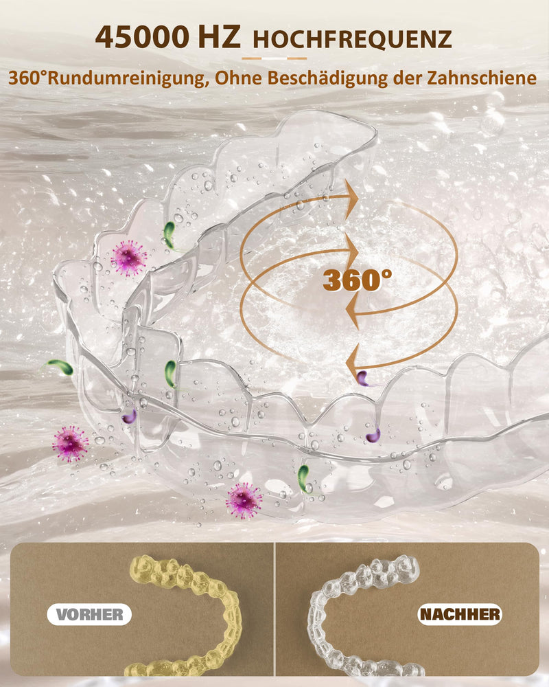 [Australia] - Stim-U-Dent ultrasonic cleaning device, ultrasonic cleaner for dental splints, aligners, whitening splints, retainers, 45kHz UV dental pod for all dentures, 200ml ultrasonic cleaner, retainer cleaner 