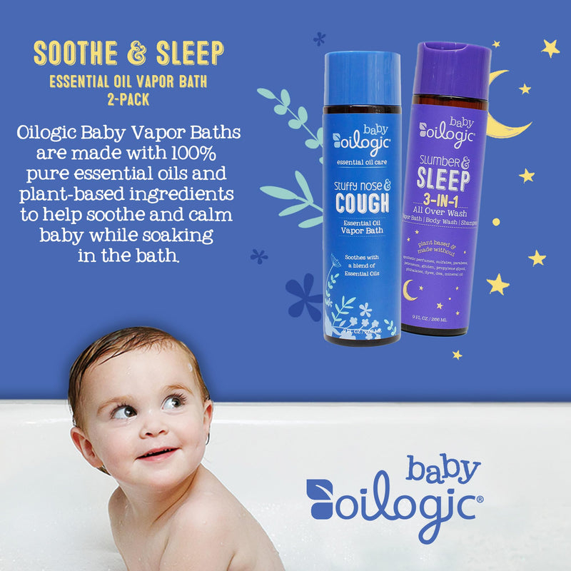 [Australia] - Oilogic Baby Vapor Bath Relief for Babies & Toddlers Bundle - 2-Pack (Slumber & Sleep, Stuffy Nose & Cough) - Baby Care Essentials for Tub Made with 100% Pure and Natural Blend of Essential Oils 