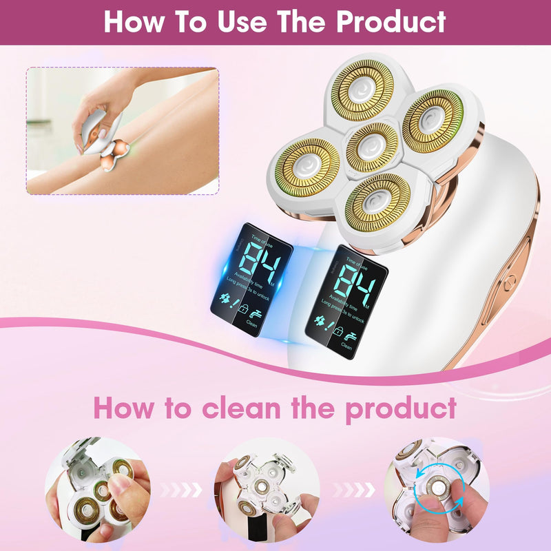 [Australia] - Electric Razors for Women Legs Travel : Rechargeable Waterproof Razor Trimmer for Womens - Dry Wet Electric Shaver for Women - Pro Portable Personal Body Shaver 1*gold Razor 