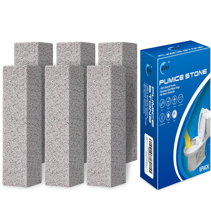 [Australia] - 4TH Pumice Stone for Toilet Bowl Cleaning,Scouring Stick Powerfully Away Limescale Stain,Hard Water Ring, Calcium Buildup,Iron&Rust. Remover for Tile/Bath-tub/Sink/Grill - 6 Pack 6p-grey 