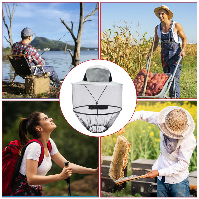 [Australia] - ITYOOS 1 piece beekeeper hat with veil men's beekeeper hat mosquito net hat gray sun hat with removable mosquito head net hat fishing hat wide brim sun protection bee protection mosquito protection sun hat 