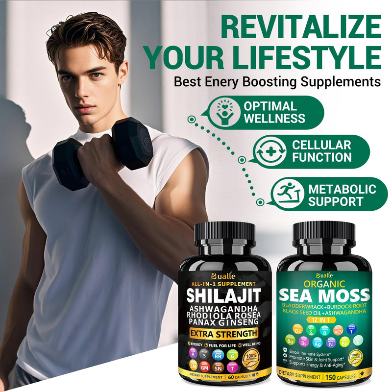 [Australia] - Organic Sea Moss for Women & Shilajit for Men,Ashwagandha Supplement with Black Seed Oil, Maca & Ginger, Supports Daily Wellness, Skin & Energy‚Äì120 Vegan Capsules ‚Äì Organic Herbal Complex 120 Count (Pack of 1) Sea Moss Shilajit 