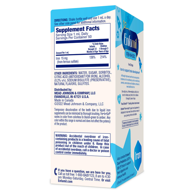 [Australia] - Enfamil Fer-In-Sol Iron Supplement Drops for Infants & Toddlers, Supports Brain Development, 50 mL Dropper Bottle 1.69 Fl Oz (Pack of 1) 