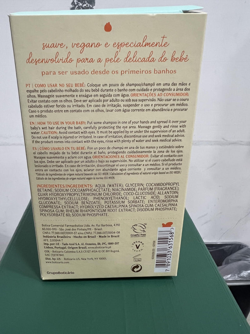 [Australia] - O BOTICARIO Boti Baby Shampoo, Hypoallergenic & Tear Free Shampoo for Baby & Kids: Vegan, Alcohol Free, Paraben Free & Dye Free 