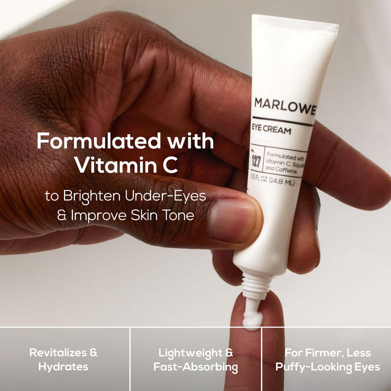 MARLOWE. Eye Cream for Dark Circles and Puffiness, Moisturizing, 0.5 oz | Eye Cream with Vitamin C and Caffeine helps brighten skin and reduce puffiness. Clean vegan, fragrance free.