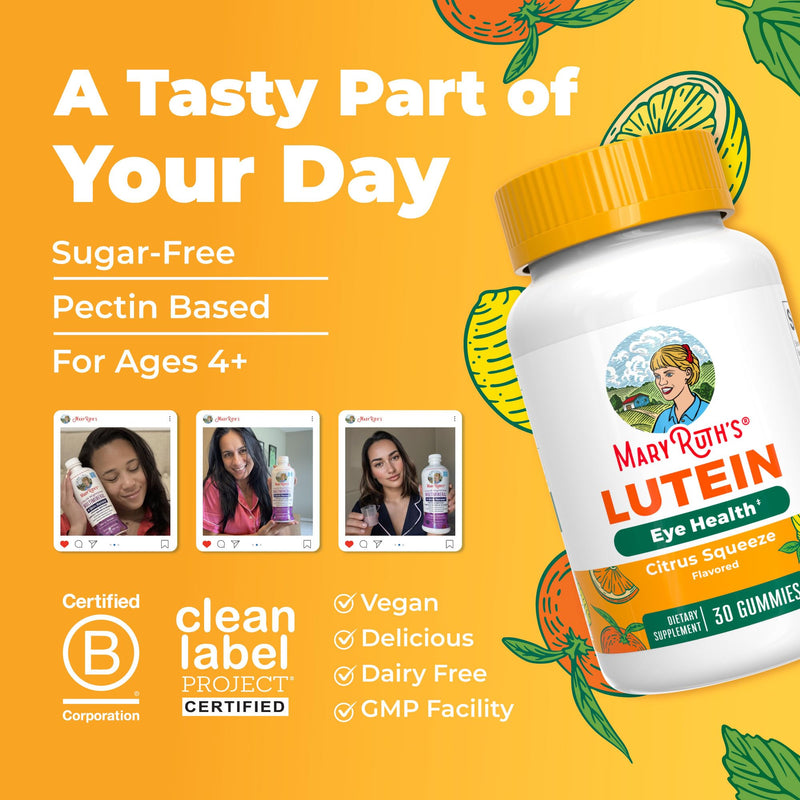MARYRUTH'S Lutein Gummies with Zeaxanthin, 30 Count, Eye Health | Eye Health Supplement, Vision Support, Non-GMO & Vegan