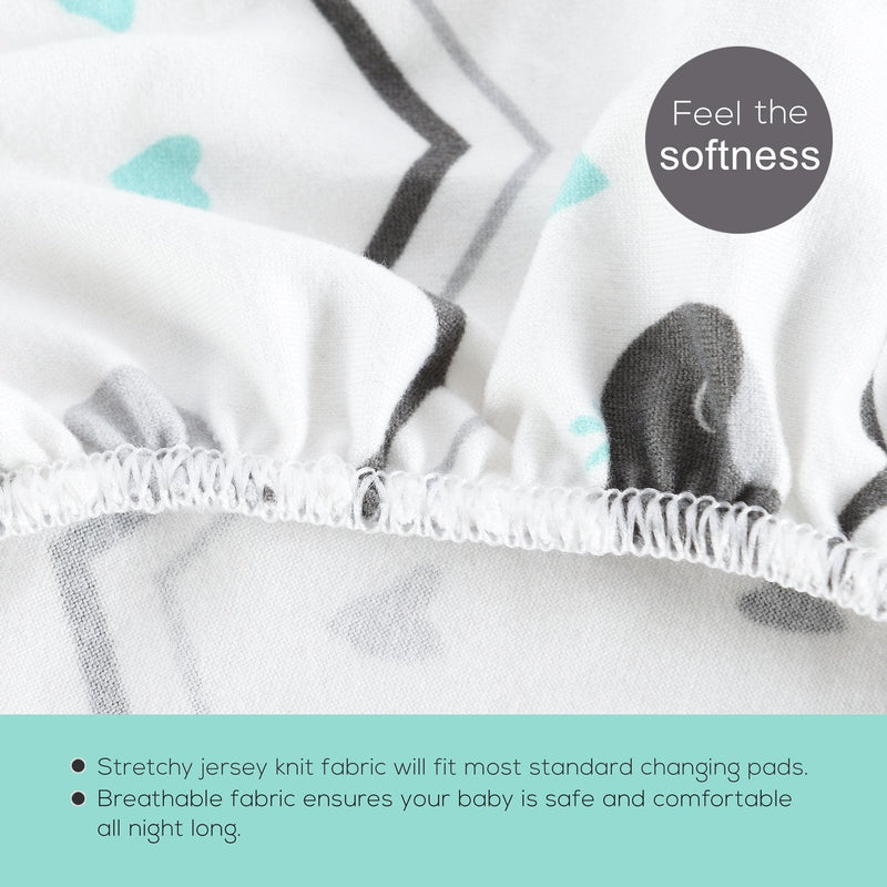 [Australia] - Stretchy Changing Pad Covers for Boys Girls,2 Pack Jersey Knit,Elephant & Whale Elephant & Whale 