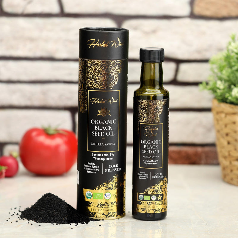[Australia] - Herbal Wind Black Seed Oil: Cold Pressed USDA Organic Black Seed Oil Liquid - Turkish Nigella Sativa Black Cumin Seed Oil with Min. 2% Thymoquinone for Immune Support, Joint Health and More - 8 Fl Oz 
