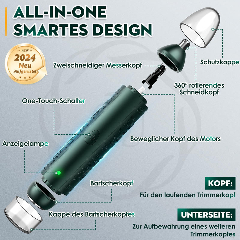 [Australia] - Nose hair trimmer for men and women, Oukzon 2 in 1 nose hair trimmer, ear hair trimmer, beard trimmer, facial hair remover, 2024 professional USB rechargeable pain-free hair trimmer for nose, beard, face 