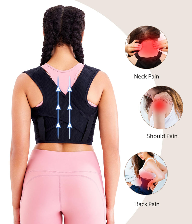 URSEXYLY Posture Corrector for Women Adjustable Upper Back Brace Posture Support Back Straightener Pain Relief(M/L,Black) M/L Black