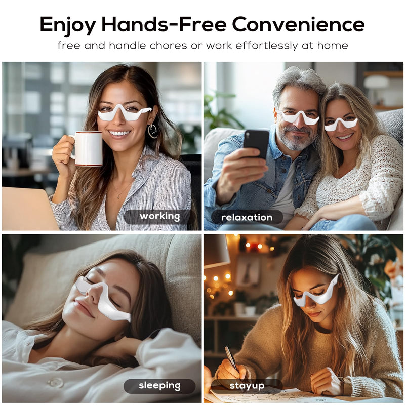 Under Eye Red Light Therapy Glasses - LED Eye Massager for Dark Circles, Puffiness, Wrinkles & Eye Strain Relief | Under Eye Red Light Therapy Device