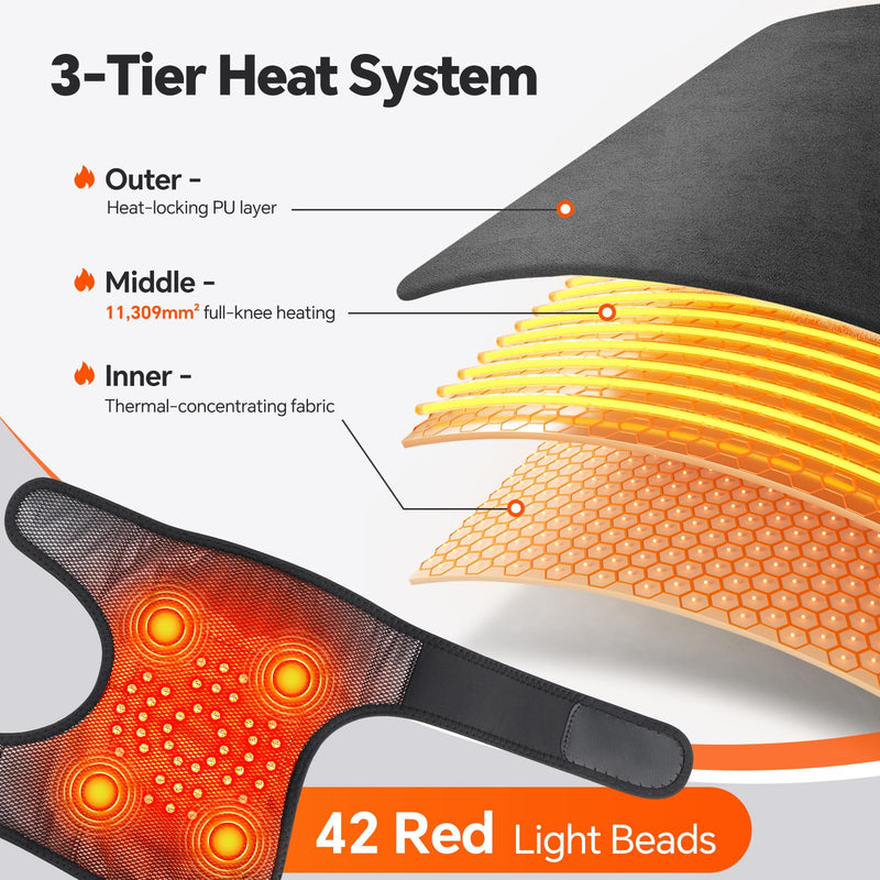Knee Massager, Cordless Heated Knee Brace Wrap, Rechargeable Knee Massager for Knee Shoulder Elbow Pain Relief, Heating Knee Brace Support for Arthritis/Joint Stiff/Muscle Strain