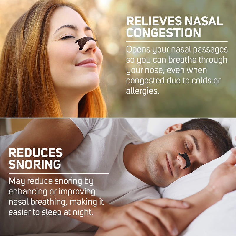 [Australia] - Extra Strength Nasal Strips 50 Ct, Nasal Dilators for Men & Women, Anti Snoring, Instant Congestion Relief for Cold & Allergy, Improves Sleep, Better Performance, for Day & Night, Black 