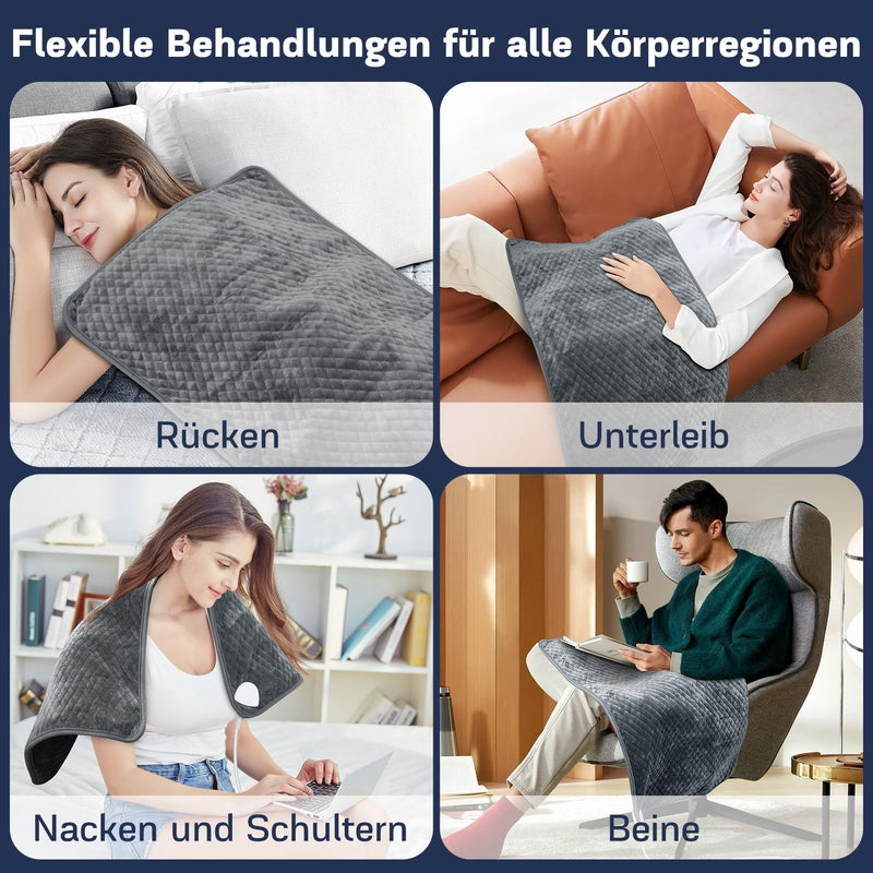 [Australia] - MILFECH 84 x 44 cm heating pad with automatic switch-off, electric heat pad, fast heating technology with 6 temperature levels and 4 timing settings, large safe heat pads for back, neck, shoulder 