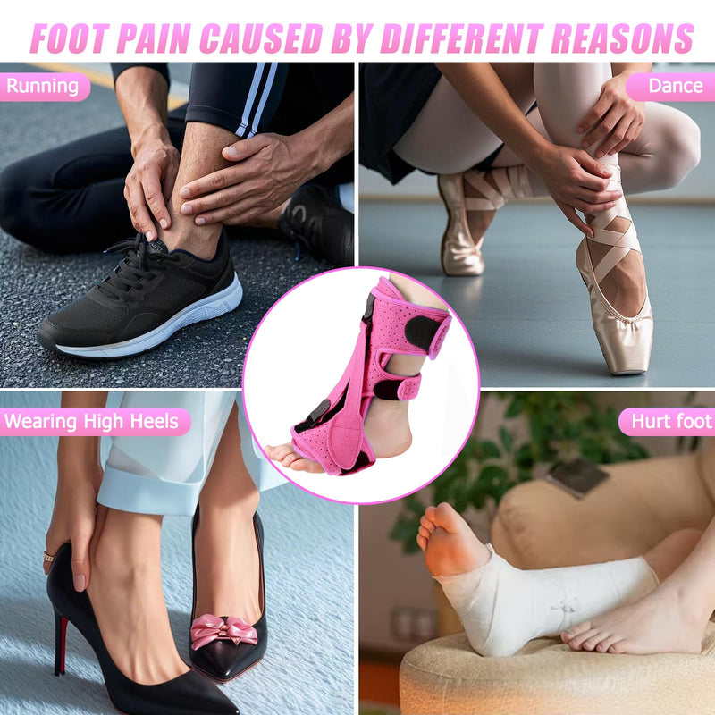 Plantar Fasciitis Night Splint, Night Splint Plantar Fasciitis for Women And Men, Upgrade Adjustable Splint Not Affect Sleep for Achilles Tendinitis Plantar Fasciitis Flat Arch Foot Drop (Pink)
