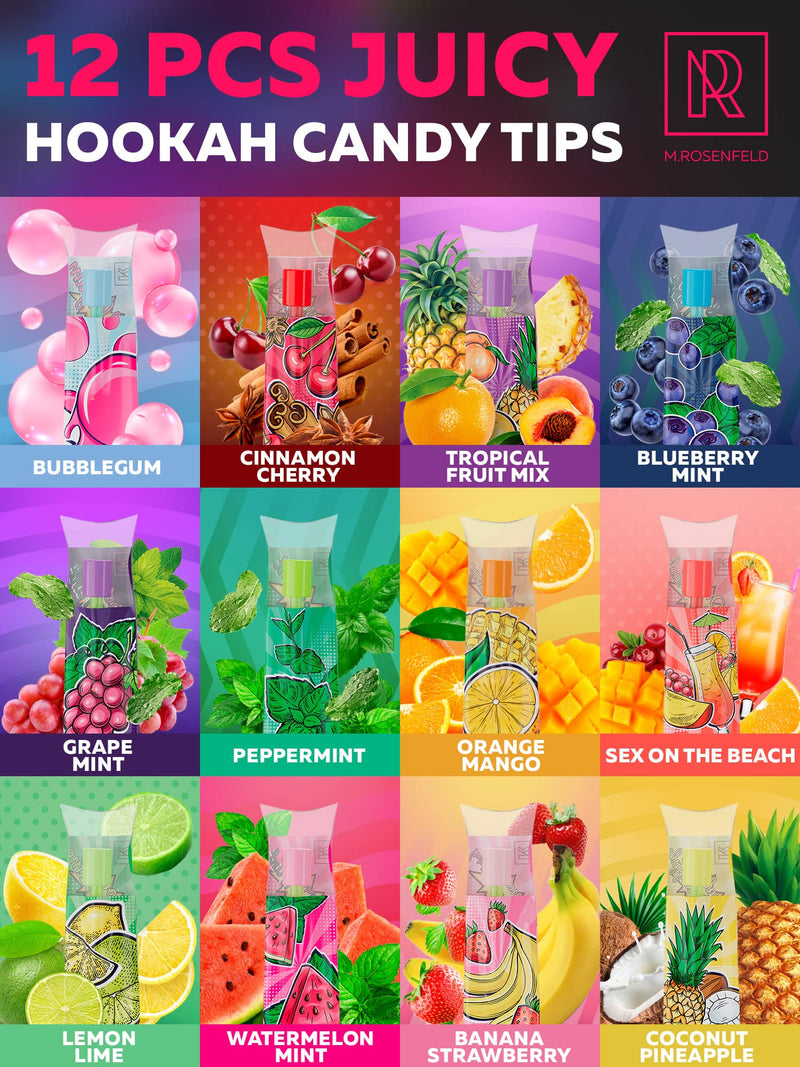 [Australia] - Candy Hookah Tips - 12 pcs Glow in The Dark Jolly Tips - Individually Wrapped Hookah Tips Lollipop Shisha Accessories - 12 Different Hookah Candy Tips Delicious Flavors - Hookah Tips Disposable 12 Pcs Different Flavors 
