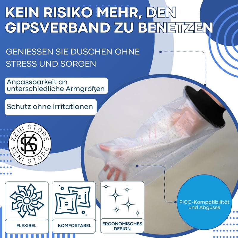 [Australia] - KENISTORE® Plaster Protection Waterproof Arm, Adult Bandage Protection Shower Protection Hand Reusable Plaster Arm Shower Protective Cover Arm Plaster Shower Cover, Arm Protection When Bathing (Adult Arm) Adult Arm 