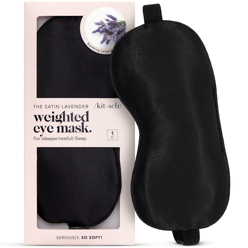 [Australia] - Kitsch Weighted Satin Sleep Mask - Weighted Eye Mask for Sleeping and Travel - Lavender Sleeping Mask for Women and Men - Light Blocking, Adjustable Strap, Ultra-Soft (4.1oz/116g) 