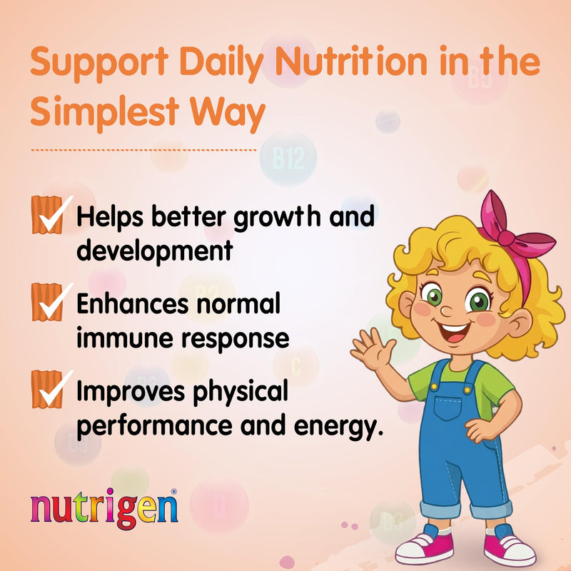 Nutrigen Instamixin unflavoured multivitamin Drink Powder for Children to add Vitamins Instantly to Any Drink. 12 Vitamins + 6 Minerals in a Sachet Making Daily Vitamin Intake Easy, 30 sachets