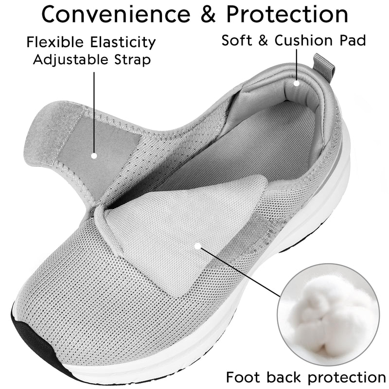 [Australia] - Diabetic Shoes for Men Extra Wide Width‰∏®Walking Shoes for Elderly Foot Pain Relief Neuropathy‰∏®Orthopedic Shoes for Swollen Feet Adjustable‰∏®Zapatos para Diab√©ticos Hombre 8.5 Wide Grey 