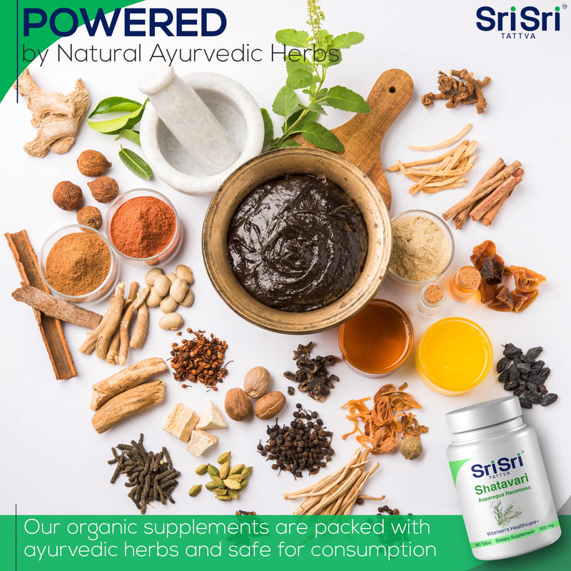 [Australia] - Sri Sri Tattva Shatavari Asparagus Racemosa Dietary Supplements ‚Äì 60 Tablets 500mg Organic Shatavari‚Äì Reproductive Health Ayurvedic Herb for Balancing Vata & Pitta 